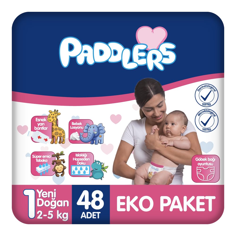 Paddlers 1 Numara Yenidoğan 2-5 kg Ekonomi Paketi Bebek Bezi (1 x 48 Adet)