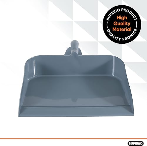 Miniatura 3 de Superio Sartén de plástico resistente con mango de agarre cómodo, color gris, duradero, ligero, multisuperficie, fácil de barrer, 10 pulgadas de