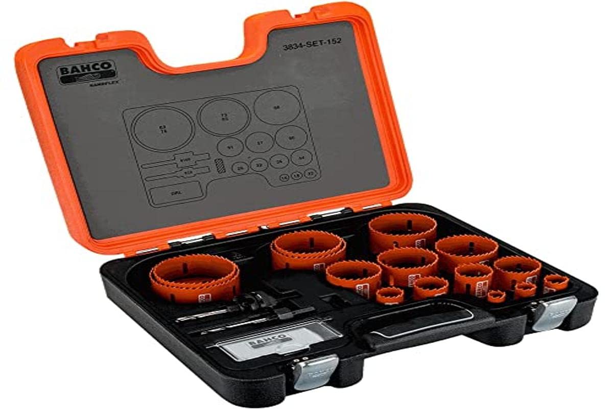 Scies trépans bimétal Sandflex Bahco coffret 18 pièces 3834-SET-152 | Set perçage acier bois 16-83mm