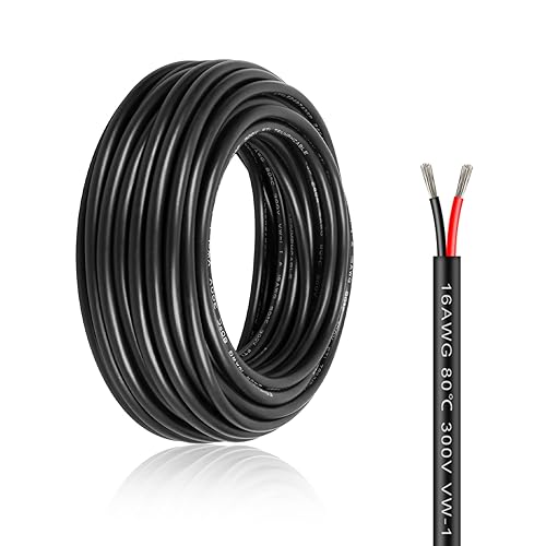 Miniatura 8 de Cable eléctrico de 3 conductores de calibre 14, cable de bajo voltaje trenzado de PVC negro de 26.2 pies, cable de conexión de cobre estañado de 3