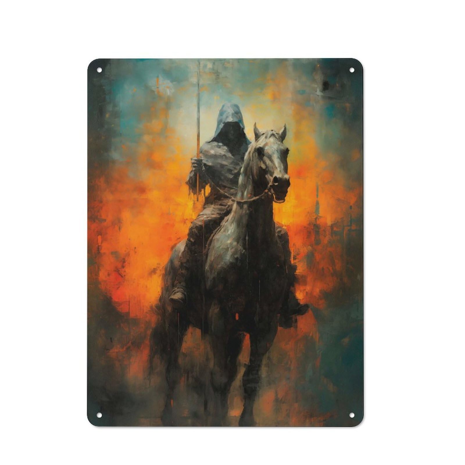 Junmoney Mysterious Rider Metal Wall Sign 40X30cm Featuring For Living Room Wall, For Decorating Living Rooms And Feature Walls