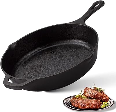 Z GRILLS Cast Iron Skillets, Pre-Seasoned Cast Iron Frying Pan for Cooking & Grill, Stovetop, Camping Firepit, Induction, Oven Safe Cookware, 10 Inch