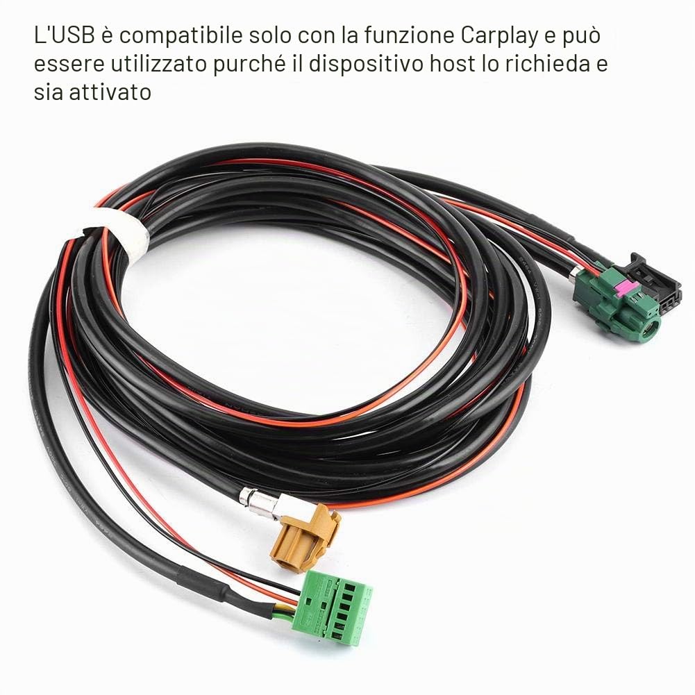 Prese per Cablaggio USB AUX Interruttore Adattatore Fascio connettore MIB Carplay MQB telefono 5G0 035222 E 5Q0 035724 Adatto per