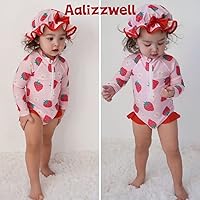 Vista 2 de Aalizzwell Traje de baño de una pieza de manga larga con sombrero para bebé niña
