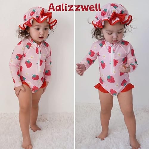 Miniatura 2 de Aalizzwell Traje de baño de una pieza de manga larga con sombrero para bebé niña