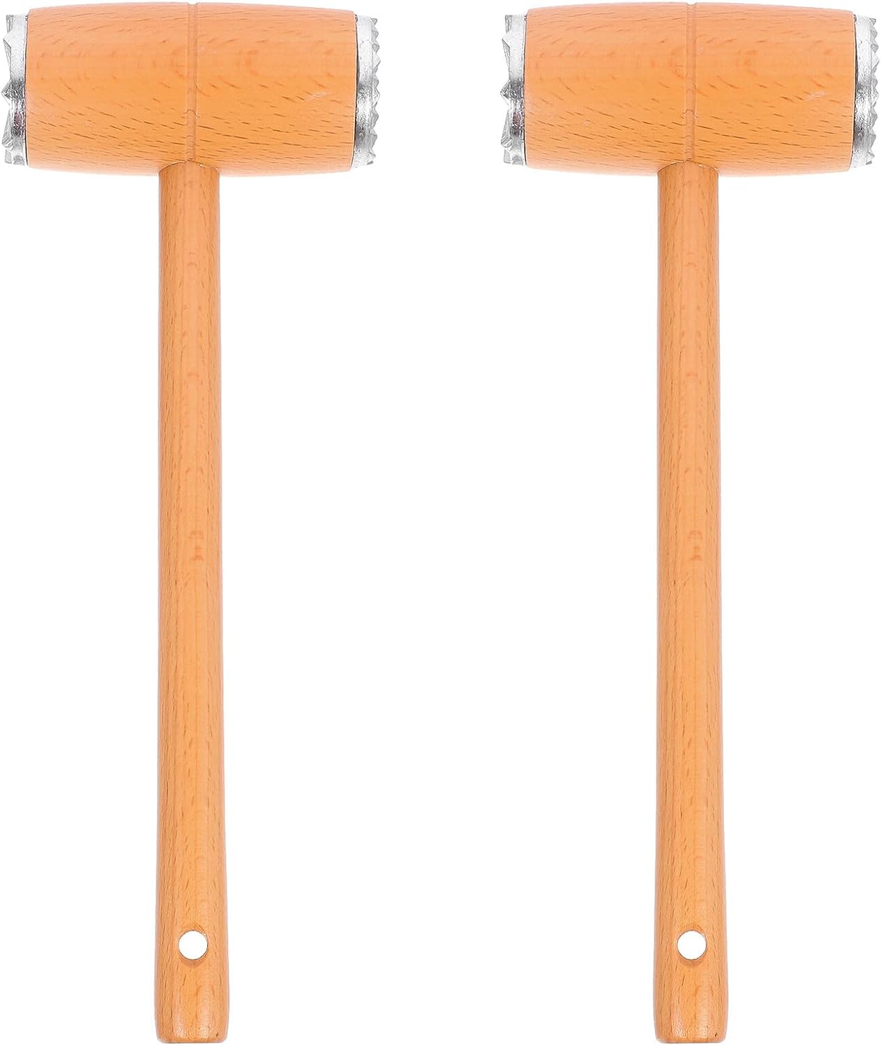 OSALADI 2pcs Meat Tenderizer Hammer Set, Beech Wood Kitchen Mallets for Beef and Chicken, Meat Pounder and Garlic Masher Tool for Cooking and Steak Flattening