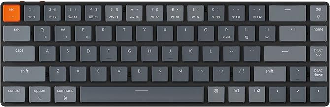 Keychron K7, 68 Keys Ultra-Slim Wireless Bluetooth/Wired Mechanical Keyboard with Low-Profile Gateron Mechanical Brown Switch, RGB LED Backlit Compatible with Mac Windows