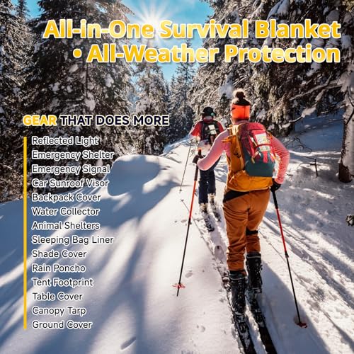 Image of SecuCaptain Survival Emergency Thermal Blankets: Extra Large 84 inch x63 inch Space Mylar Blanket Kit for Outdoor Cold Winter Camping Hiking Car Bug Out Bag or First Aid - 4 Pack Gold