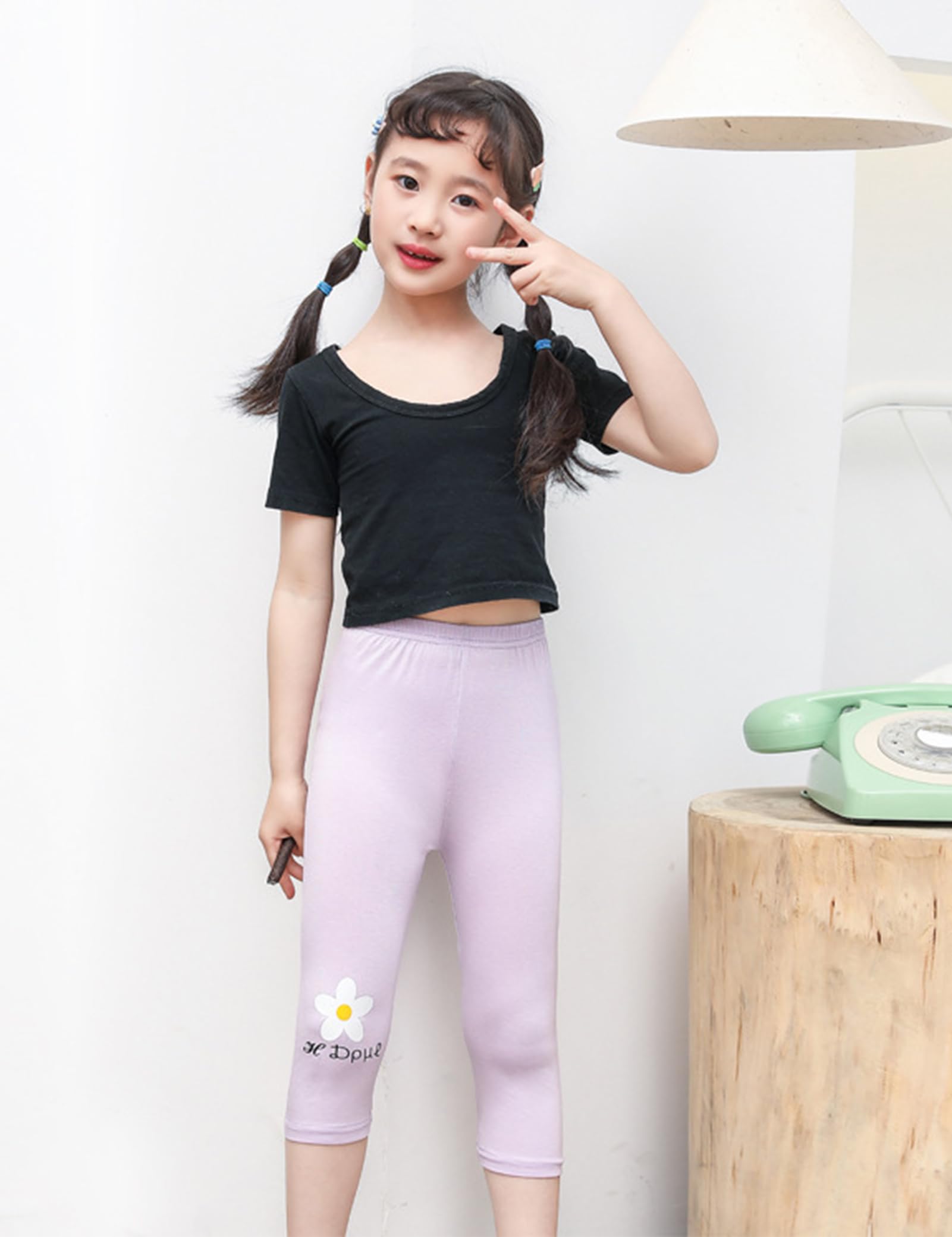 Kiench Mädchen Capri Leggings Kleinkinder Sommer Kurze 3/4 Capri-Hosen Shorts 8er-Pack