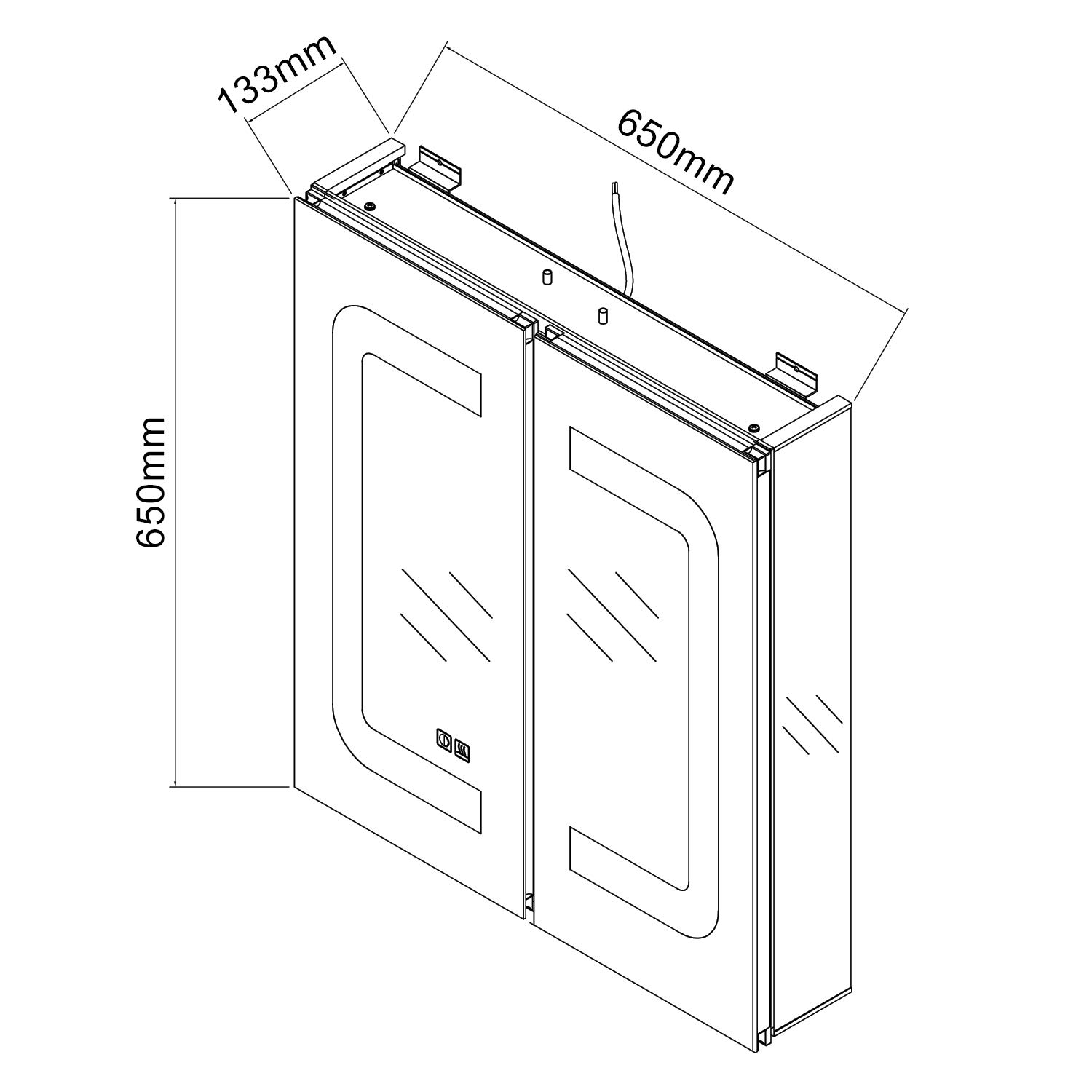 SONNI Armario Espejo Baño con Luz 65 x 65 cm Bisagra Conductora Antivaho,Interruptor Táctil,2 Puertas,Espejo de Baño con Armario y LED,Aluminio y Enchufe para Afeitadora