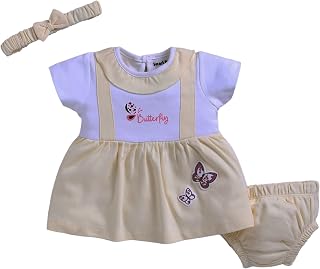 Smart Baby Cotton Frock Set for Baby Girl – Stylish Soft Dress with Bloomer & Headband | 9-12 Months | Mint and White | Pa... Price In India