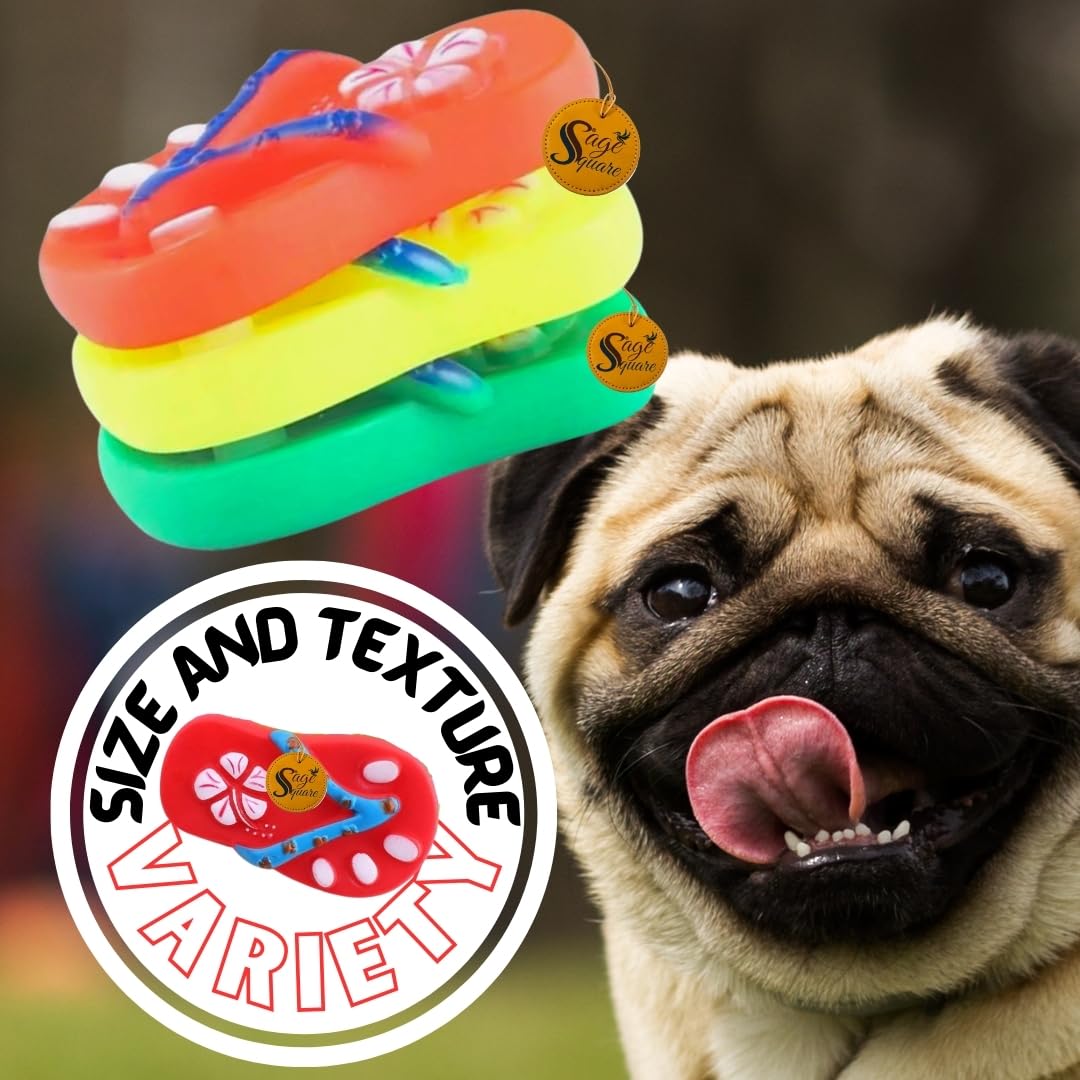 Sage Square Squeaky Rubber Slipper Toy for Dogs & Cats: Unleash The Chew Cravings with Loud Squeak, Entertained for Hours, Interactive Rubber Toy, Tugs and Squeezes, Barking Glees, Fun with Slipper 2