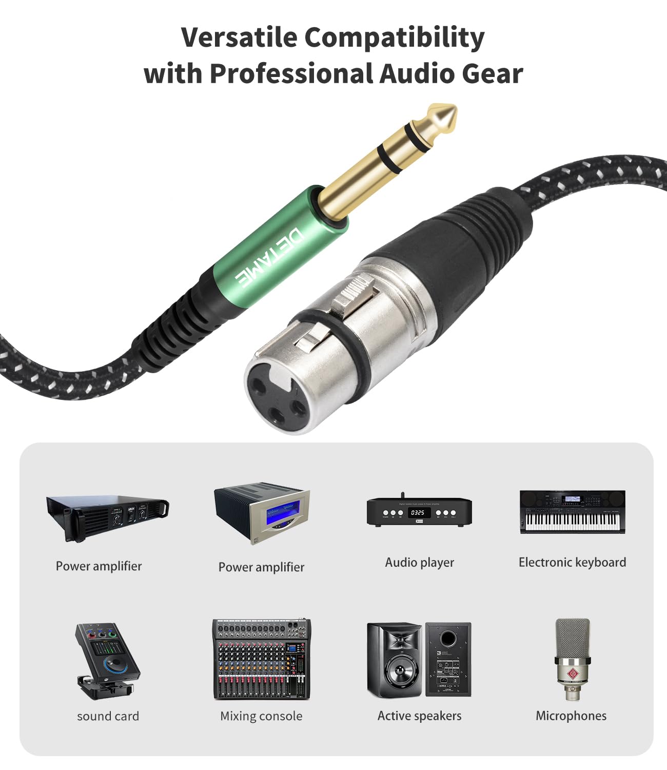 Cavo da XLR femmina a 3 pin da 6,35 m a TRS bilanciato da 6,35 a XLR, confezione da 2 | Adatto per collegare ingressi XLR microfono a ingressi mixer 1/4