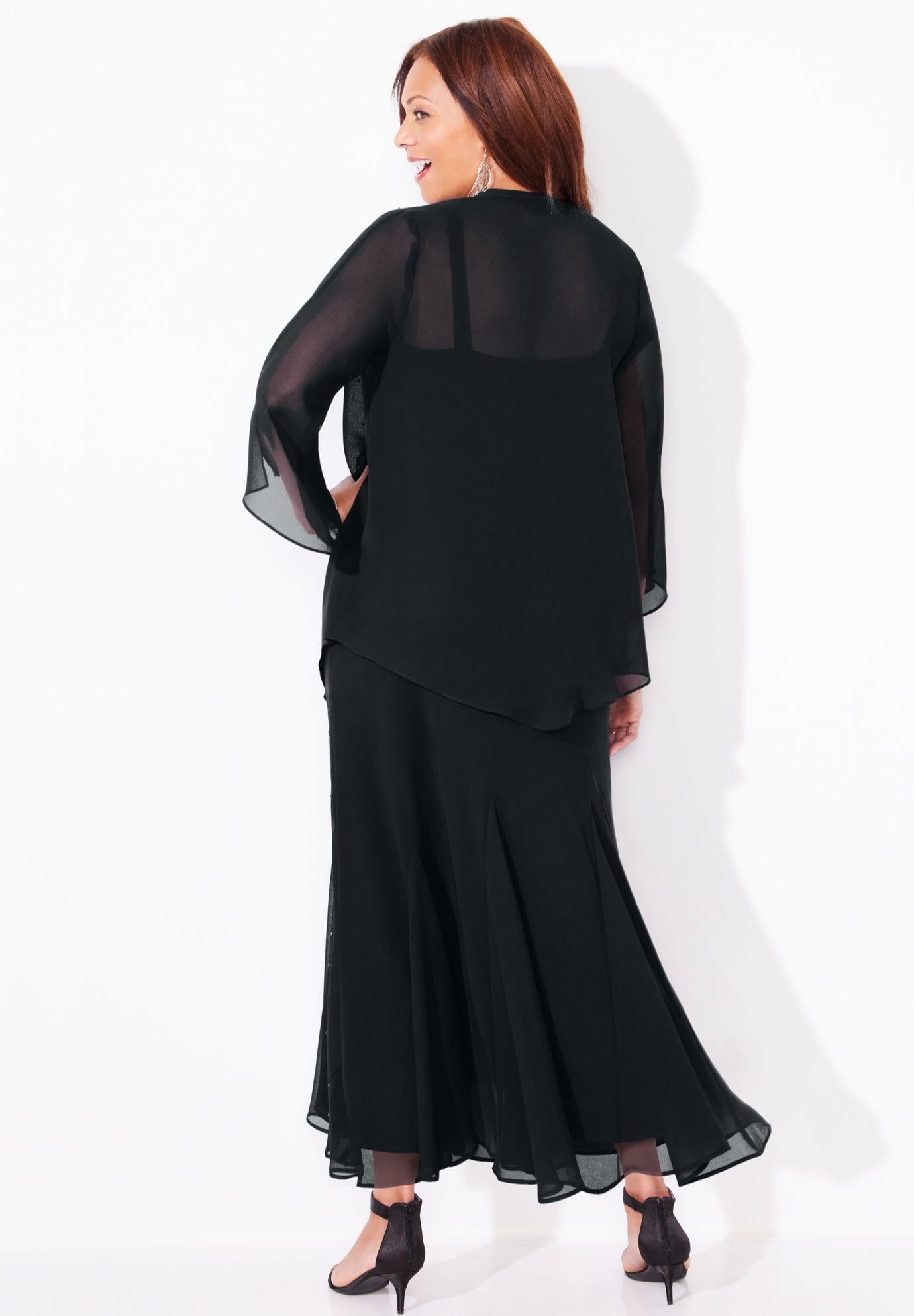 Catherines Women's Plus Size Masquerade Beaded Dress Set with Jacket  (Petite Available) - 26 W, Black at Amazon Women's Clothing store