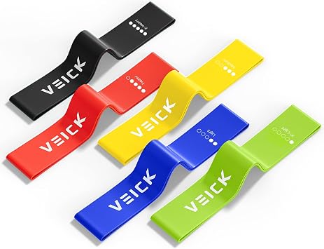 VEICK 5-Level Resistance Loop Bands Set for Strength Training & Pilates