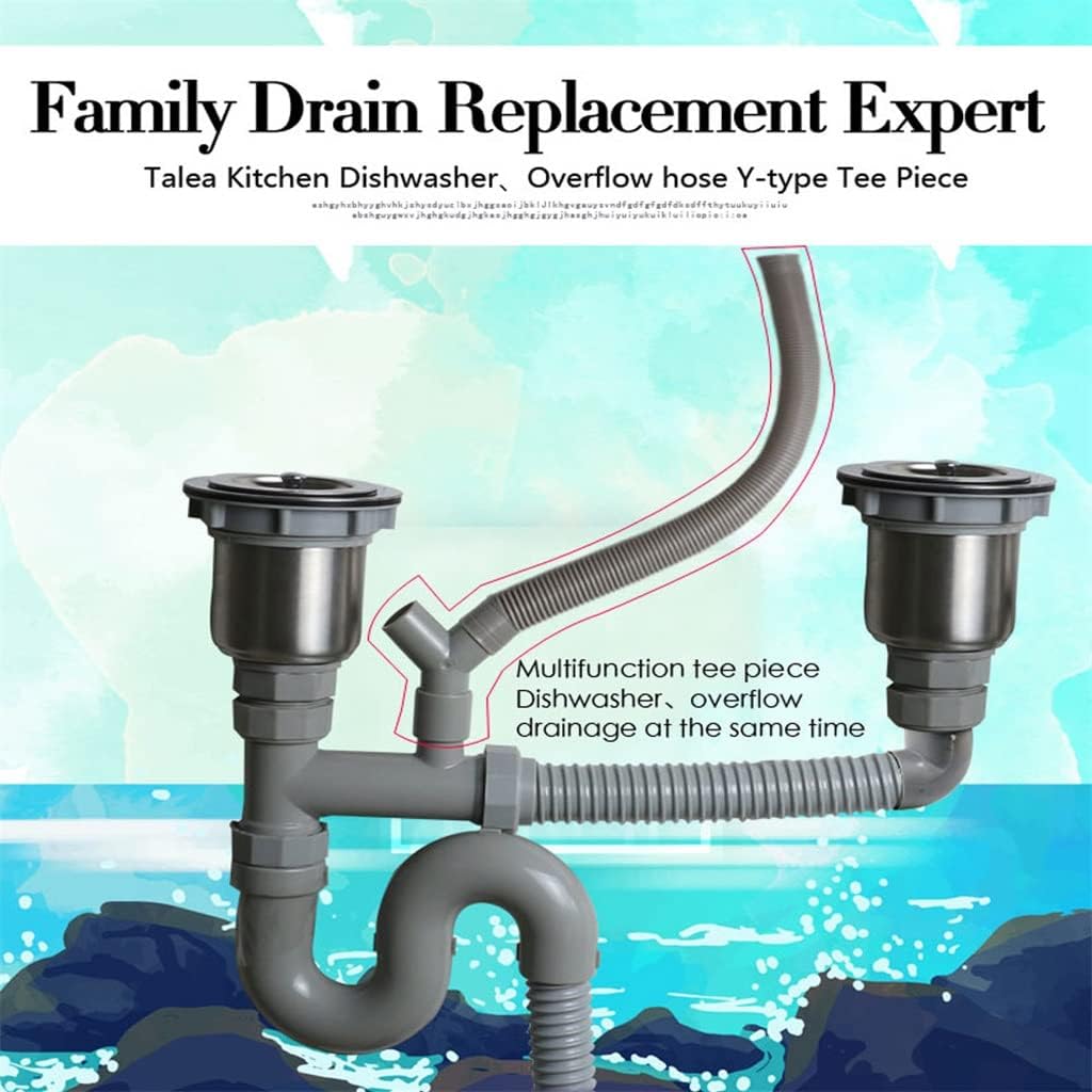 HBJWOV Drain Hose Joint Multifuntion Tee Piece Sink Strainer Flexible Drain Pipe Kitchen Fixtures