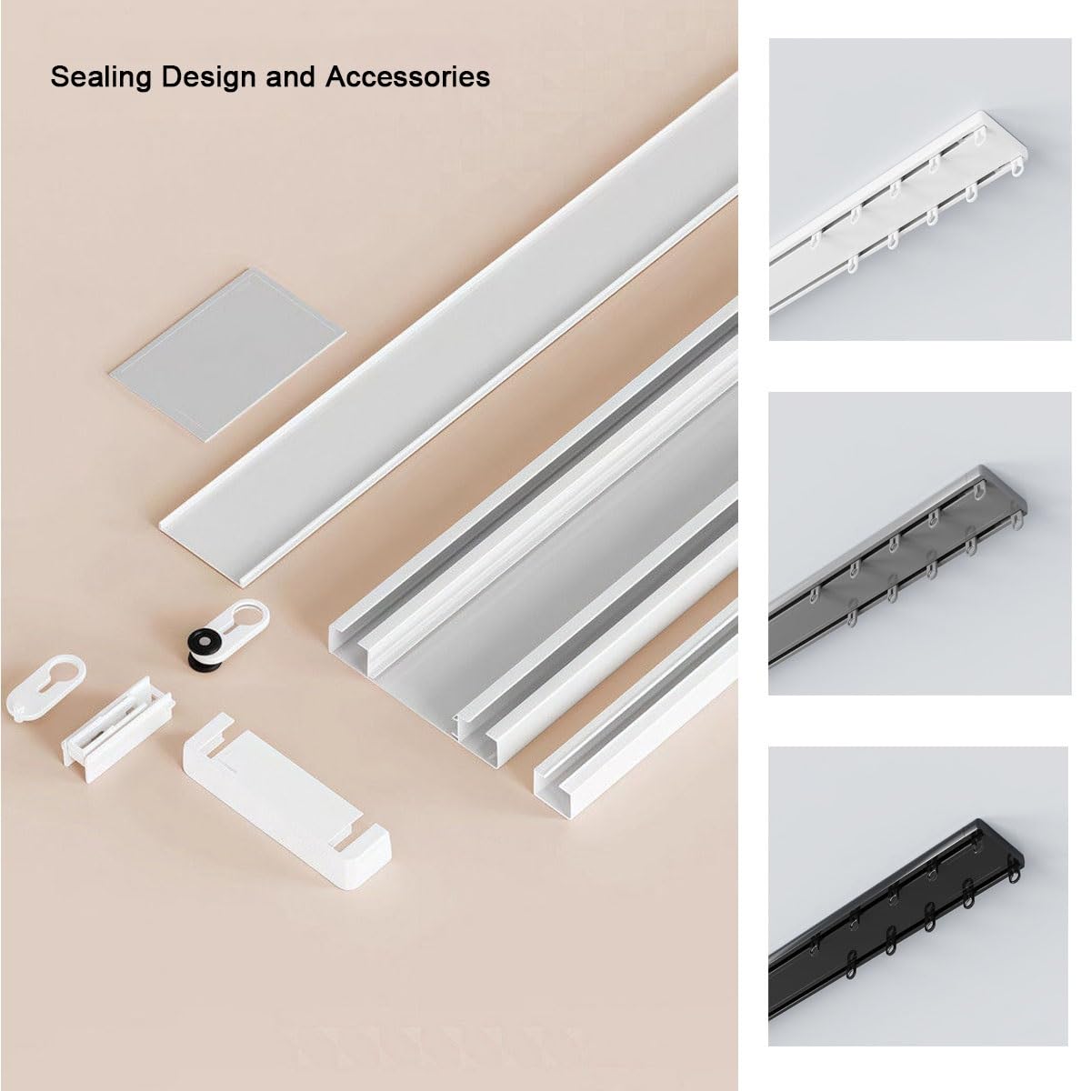 Rail Double Plafond Pour Baie Vitrée, Système De Rail Coulissant Silencieux, 1-6 m Tringle À Rideaux Aluminium Et Extra Plate, Installation Facile, Pour Séparation De Pièce(Blanc,2.6m)