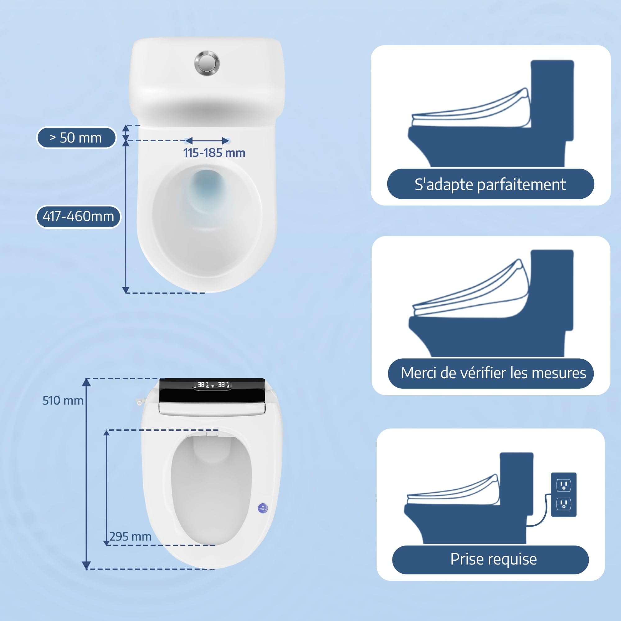 Marque Française : Siège Toilette Japonaise Complet, Abattant WC Japonais Electrique Lavant Séchant avec cuvette Japonaise Chauffante et Innovante, Bidet WC eau chaude, Confort et Élégance