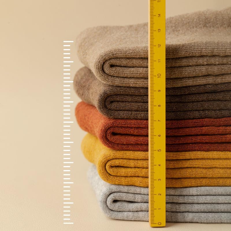 5 pares de calcetines cálidos de invierno for mujer, de color liso, transpirables y gruesos, hasta la rodilla, de algodón, informales.