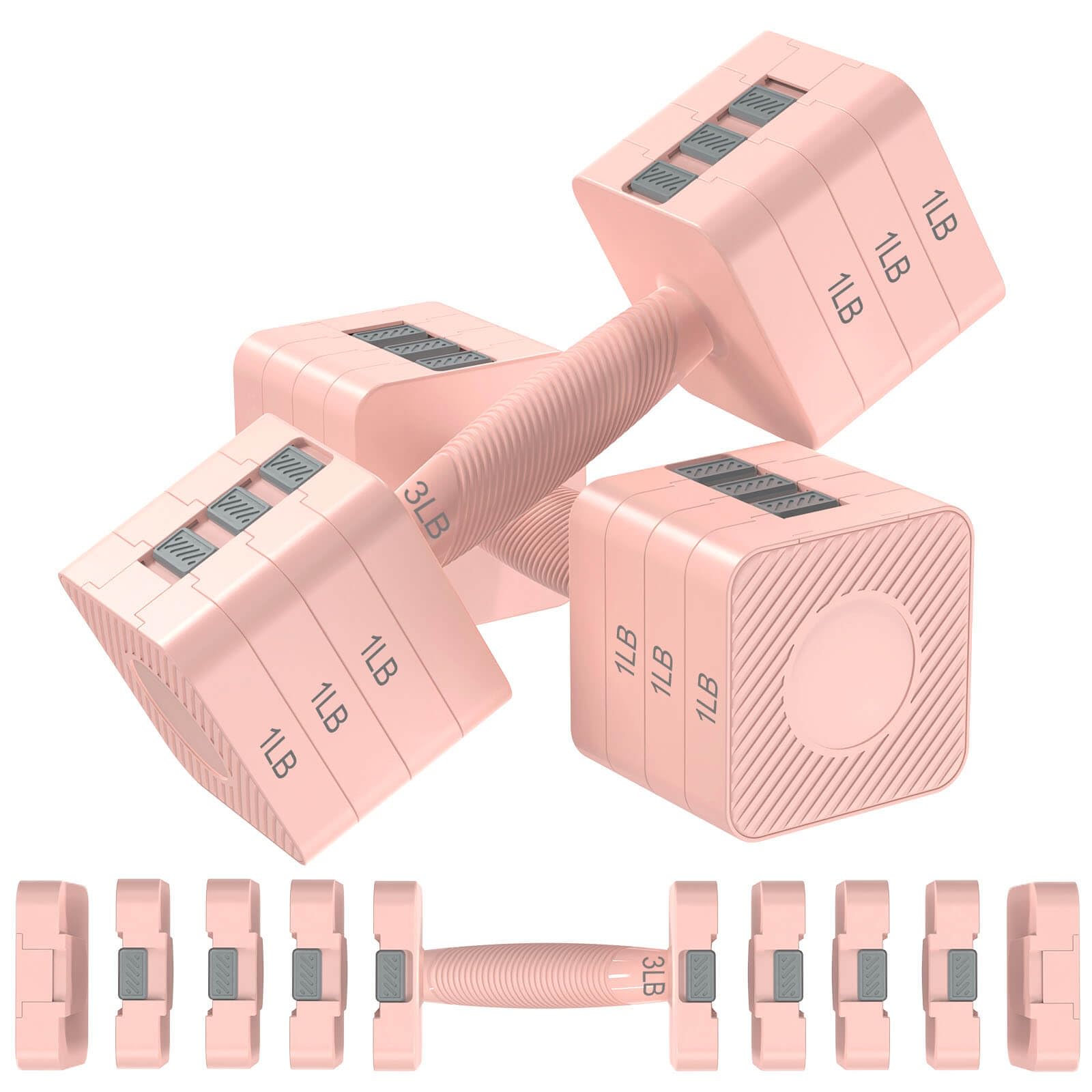 Tepemccu 5-in-1 Verstellbare Hanteln Set, 1,4–5kg Hanteln Frauen mit rutschfestem Griff und Sicherheitsverschluss, Kurzhanteln 2er Set für Frauen und Männer - Heimstudio-Set für Krafttraining