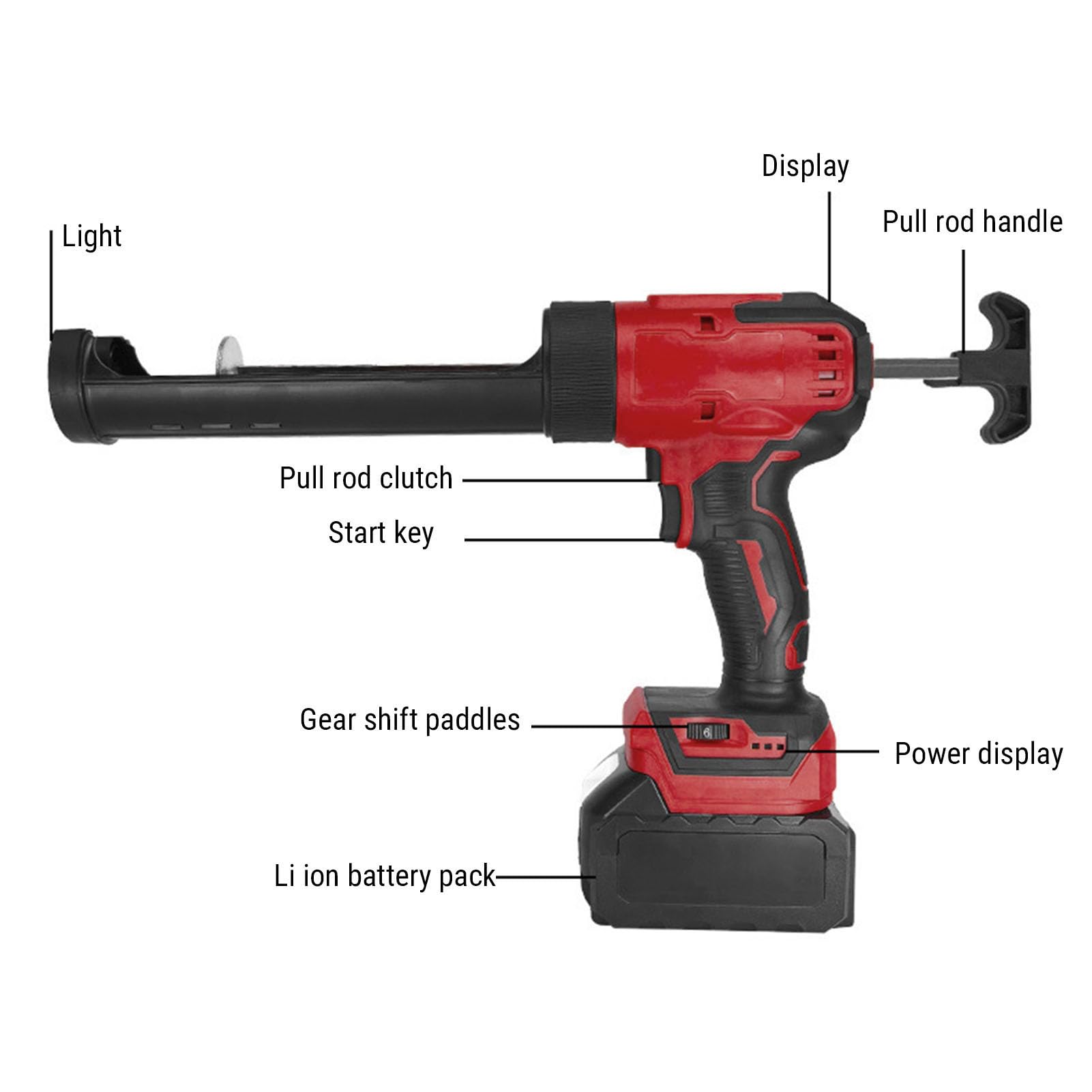 Asixxsix Elektryczny Pistolet do Uszczelnienia,10 Uncji/300 Ml Bezprzewodowa Pistolet do Uszczelnienia z światłem LED i 6Uzasadnionych Prędkości,Zasilany baterią Pistolet Uszczelnia