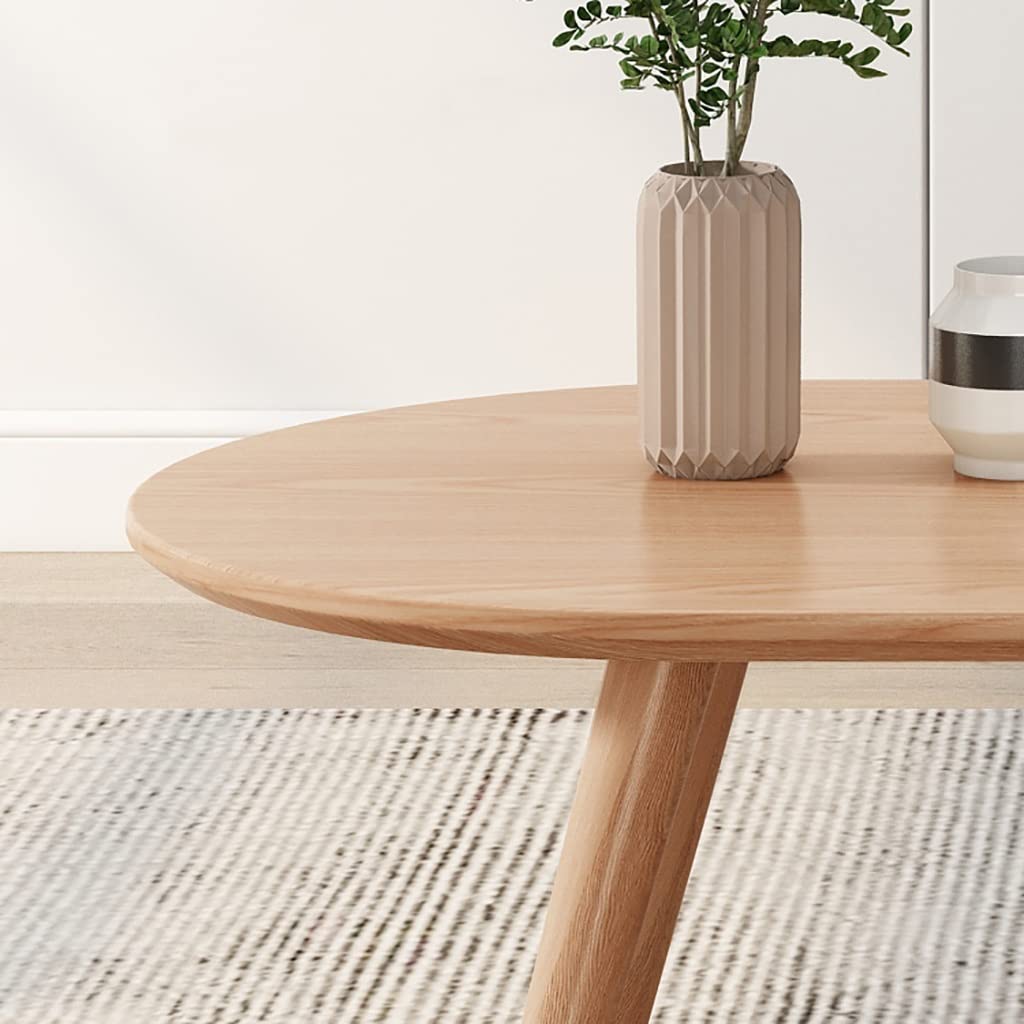 Amazon｜ソファサイドテーブル、日本の無垢材オーバルコーヒーテーブル