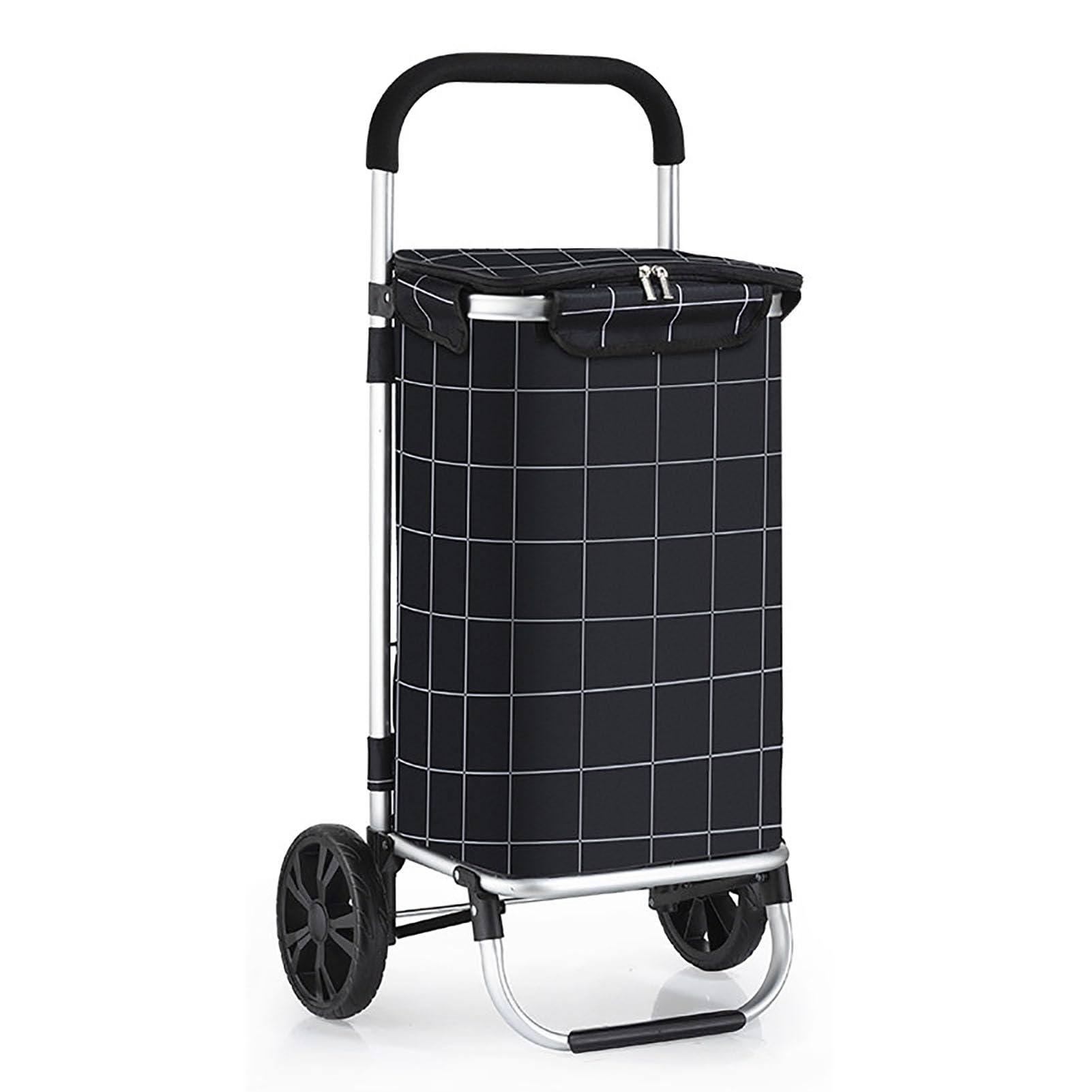 JYHCD Foldable Shopping Trolley Cart Large Capacity Storage Bag, Portable Hand Pull Cart for Daily Grocery Shopping Outdoor Errands and Household Transport Needs,Gird