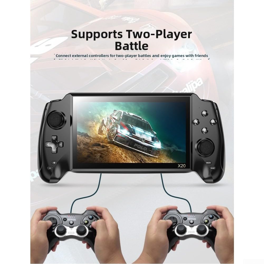 Consola de juegos portátil retro X20, pantalla IPS HD de 7.1 pulgadas, 4500 mAh, soporte de salida de TV, 11 emuladores, reproductor multimedia para música AVI MP4, material ABS
