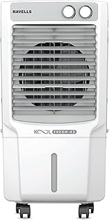 Havells KoolFresh 43 L Personal Air Cooler for Room|Powerful Air-Delivery|Dual Flow Technology|Fan & 3 Side Bacteria Shield Honeycomb Pads|Ice Chamber|Fully Collapsible Louvers|Front Wheel with Brakes