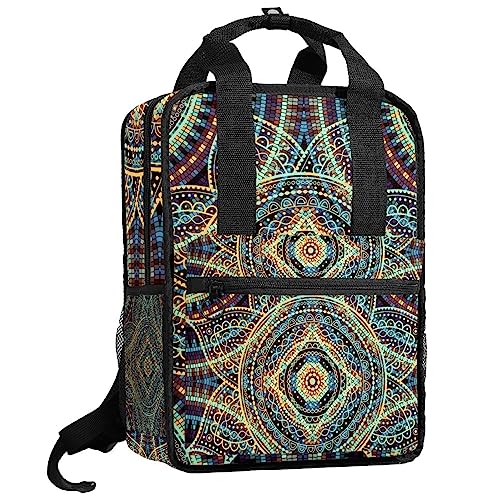 Cartable psychédélique garçon sac à dos mandala indien multicolore réglable