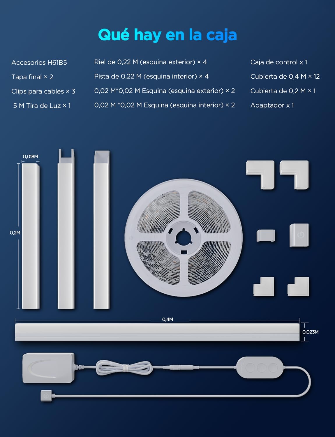 Govee Tiras de LED RGBIC Inteligentes con Cubiertas 5m, Perfil para Alexa | Compatible con Google Assistant, control inteligente por secciones, tiras de luces aptas para dormitorios, zócalos, despachos