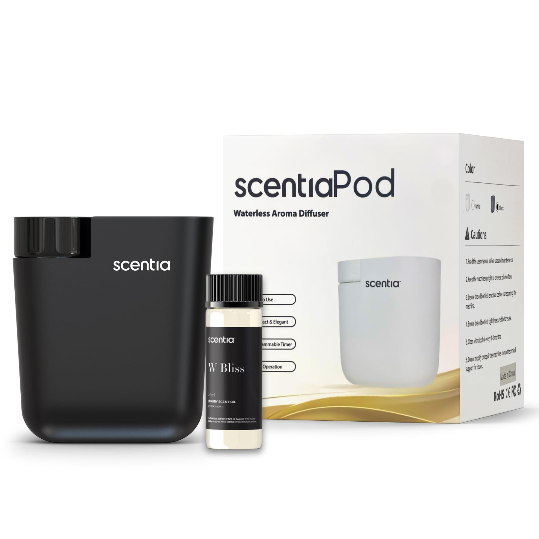 Smart Plug-in Scent Diffuser with App Control | Waterless Cold Air Diffuser | Hotel-Inspired Scent Included | 600 Sq. Ft. Coverage | Thanksgiving & Housewarming Gift | Black