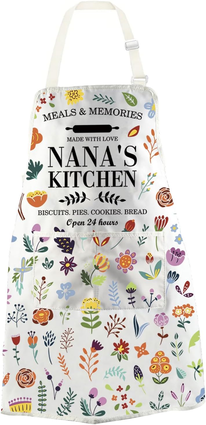 WCGXKO Nana’ Kitchen Apron Funny Nana Gift Grandparent Gift Housewarming Gift Mother’s Day Gift for Nana
