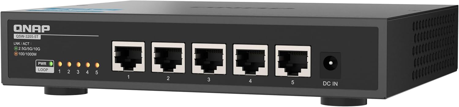 Qnap Switch QSW-3205-5T | 5X 10GbE, Plug & Play Unmanaged, Fanless