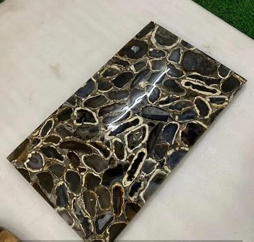 Tuzech Customized Black Agate Stone/Marble Dining Table For 2 4 6 8 Living Room Table Bar Counter Wall Décor Ceiling Frame (84 X 42Inches) #TOP22