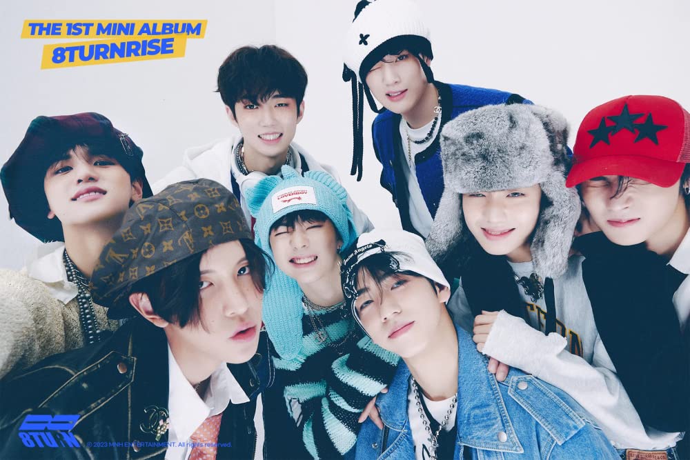 8TURN 8TURNRISE 1st Mini Album 2 Versione SET CD+1p Mini Poster On Pack+84p Libretto Selfie Libro+2p PhotoCard+1ea Adesivo+8p Film Foto+2p ID Immagine+1p Carta Lirica+Tracking Sigillato