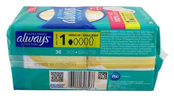 Always Pads Ultra Thin Size 1-36 Count Regular (6 Pack)