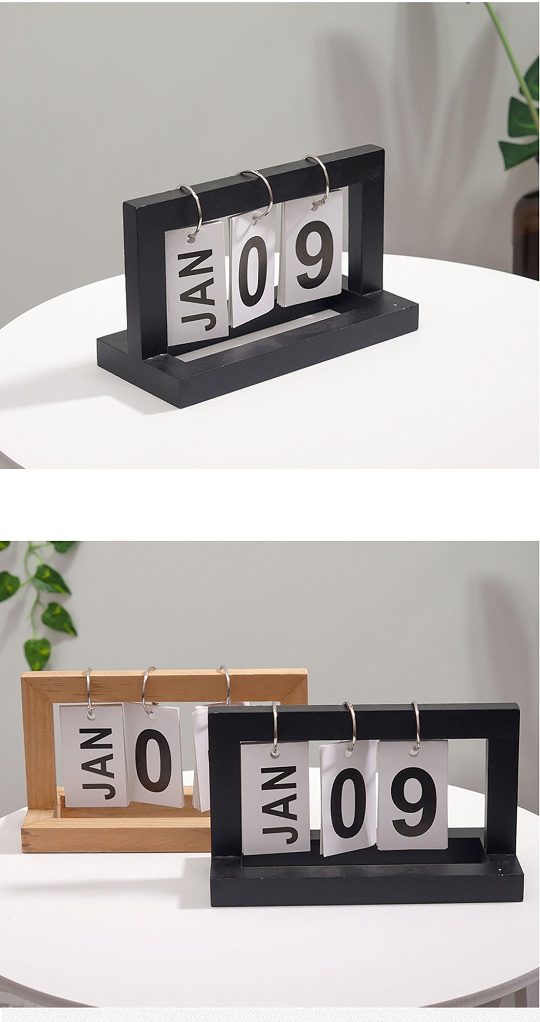 Verve Jelly Ewiger Tischkalender Holzkalender stehender Klappkalender Flipchart Kalender zum Umblättern wiederverwendbarer Heimkalender Ornament für die Dekoration zu Hause oder im Büro