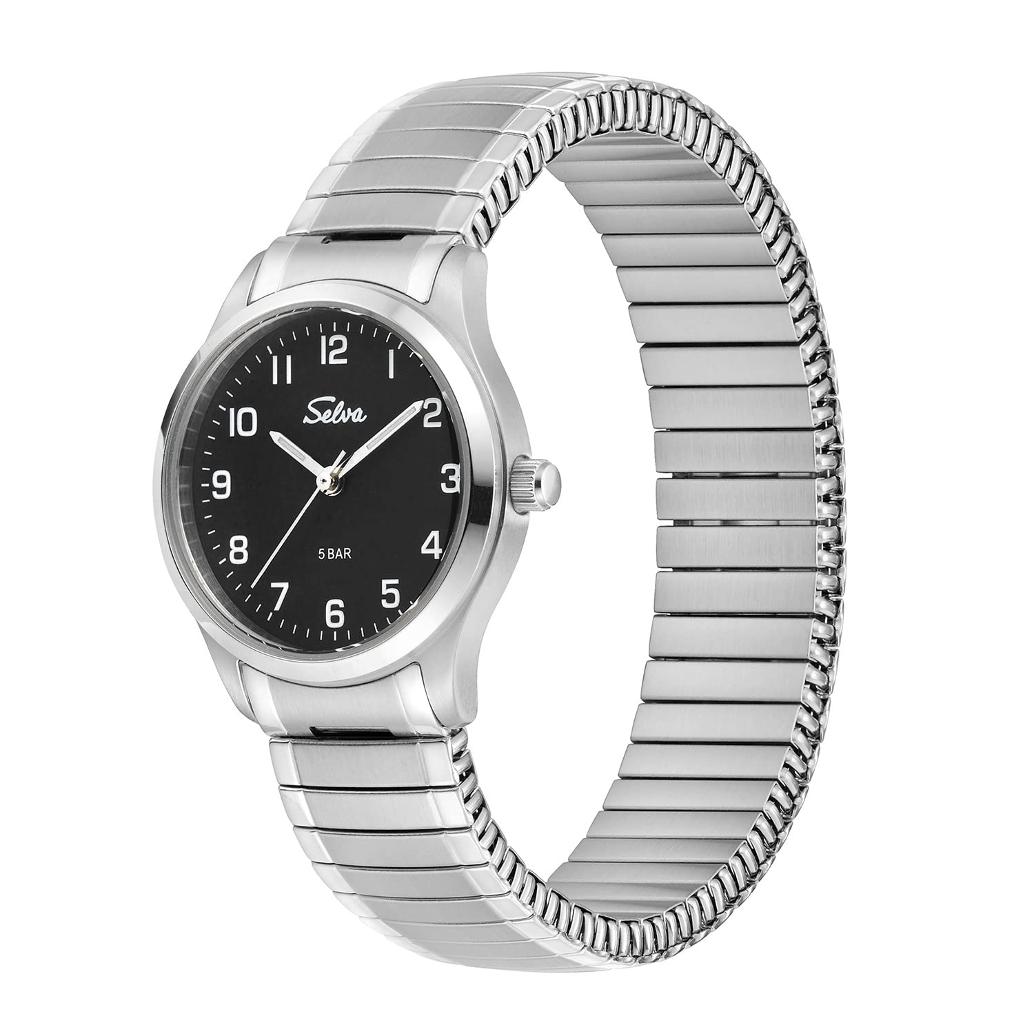 SELVA Orologio da polso da donna, al quarzo, cassa in acciaio inox, flessibile, 5 bar