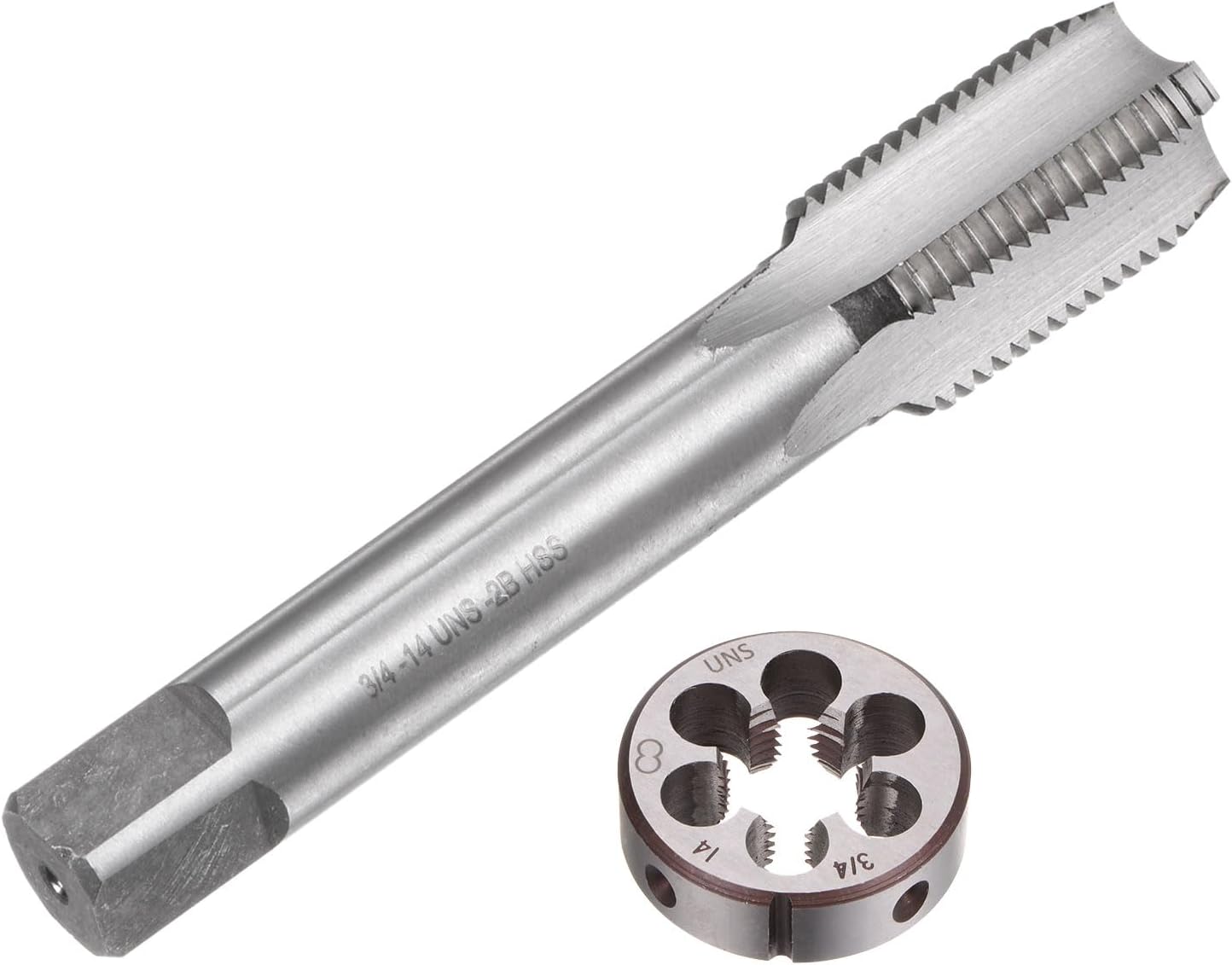 uxcell 2pcs Tap and Die Set, 3/4-14 NPS Thread Tap & Round Die, Tapping Threading Tool Tap & Die Kit for Nut Screw Bolt Thread Repair