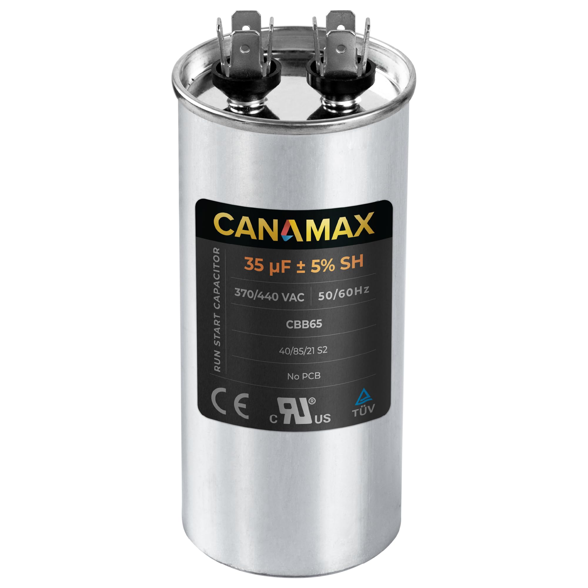 35 uF 35 MFD ± 5% 370-440 VAC CBB65 (3~80 uF Options Available) Volt Multi-Purpose Motor Run Round Capacitor - Compatible with AC Motor Run Fan Start Heat Pump Condenser Straight - UL Certified