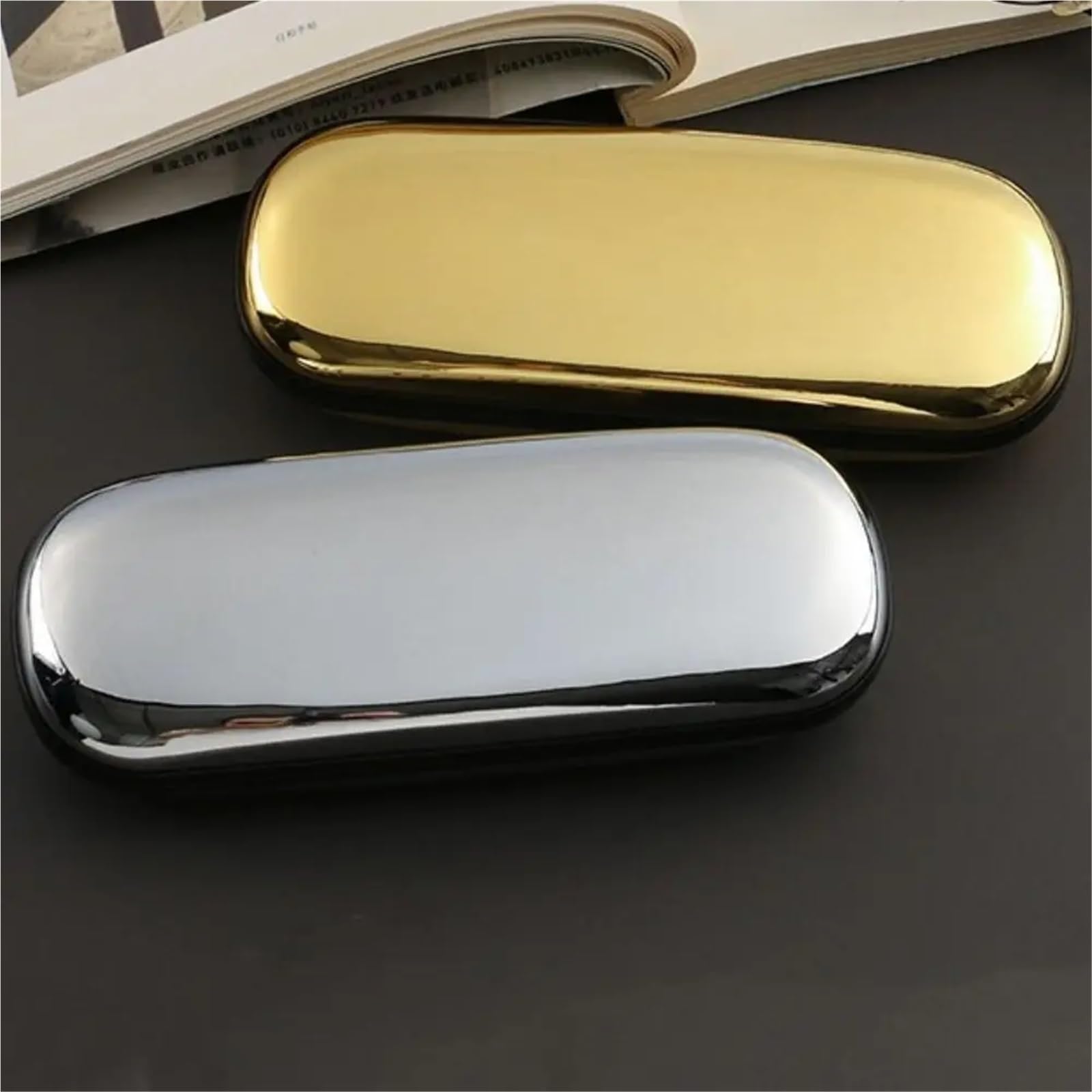 Astuccio per Occhiali Custodia for Occhiali Custodia for Occhiali Custodia Rigida in Metallo Portatile da 2 Pezzi for Donna(Gold)