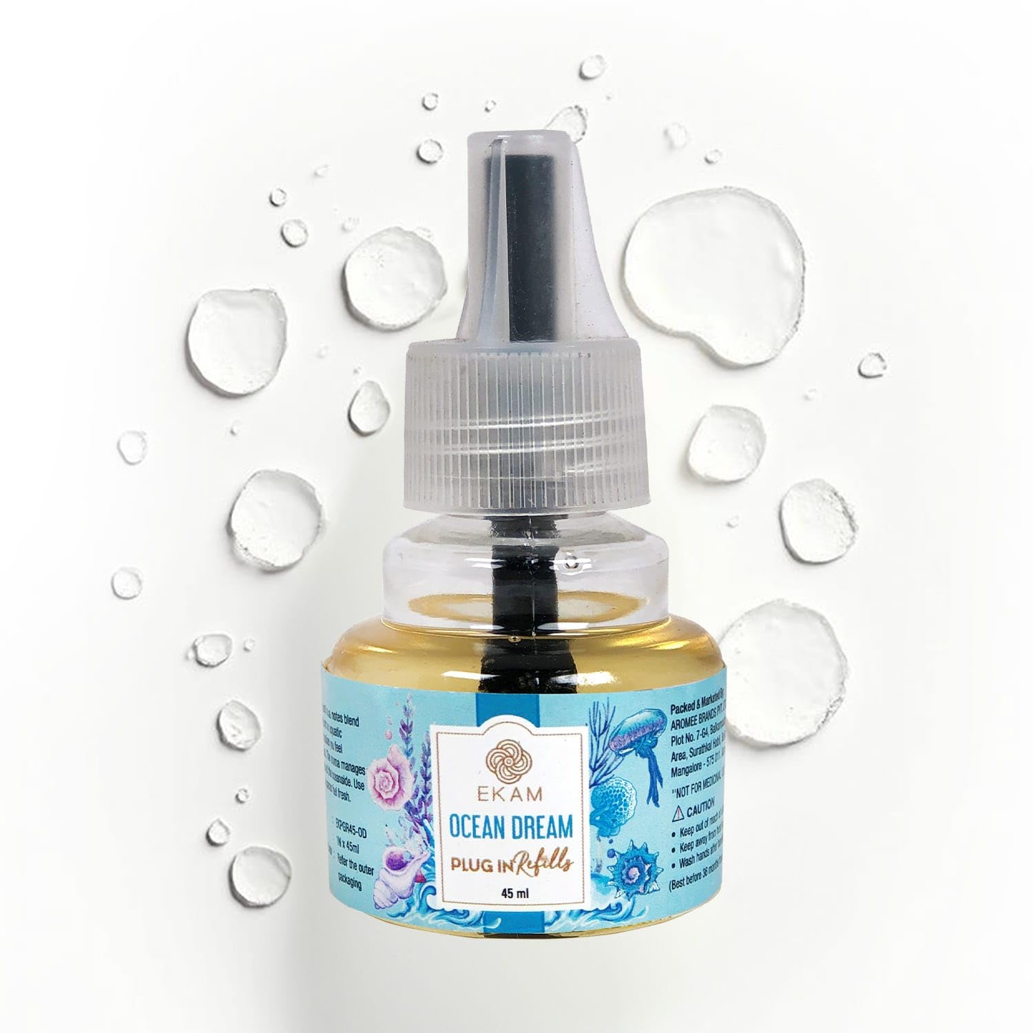 EKAM Plug-In Air Freshener Refill (45ml) | Ocean Dream Scent for Room/Bathroom | Automatic Refill | Lasts up to 125 Days / 500 Hours | Perfect for Living Rooms, Bedrooms & More