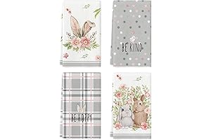 Adorable Bunny Hand Towels: Embroidered Floral Easter Decor