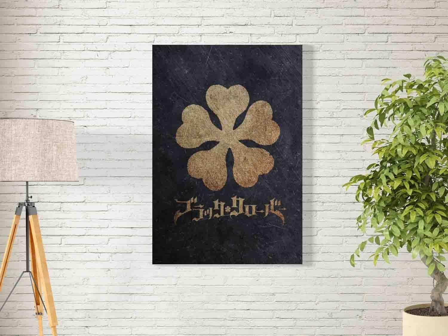 bpaBlack Clover Wall Art For Decoration Easy To Hang, 55X80Cm, 1Pcs
