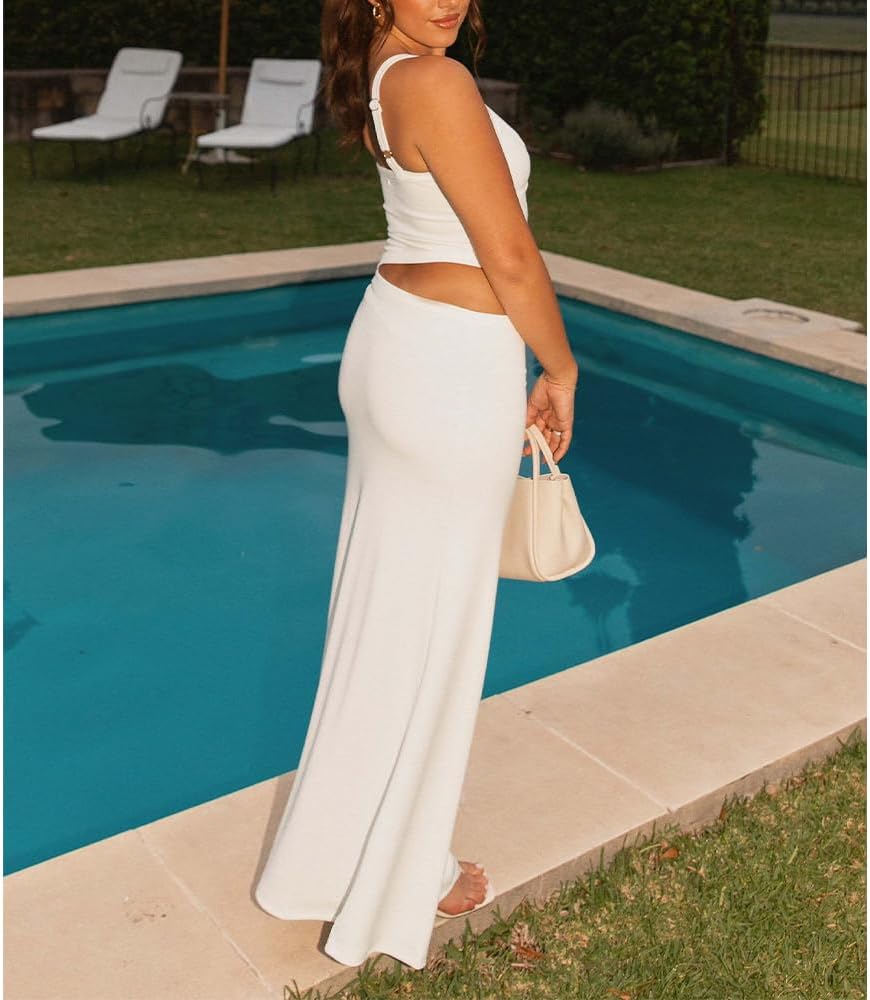 Women Sexy Maxi Dress Cut Out V Neck Spaghetti Straps Bodycon Long Dress Summer Party Cocktail Wear - Image 6