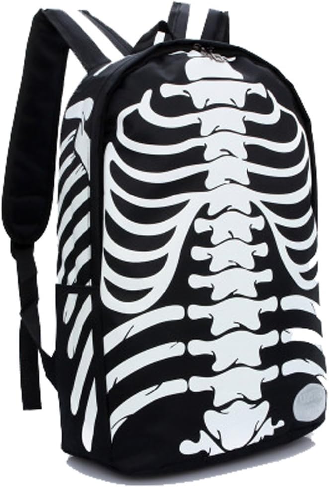 Venz Unisex Skeleton Design Backpack One Size (black+white)