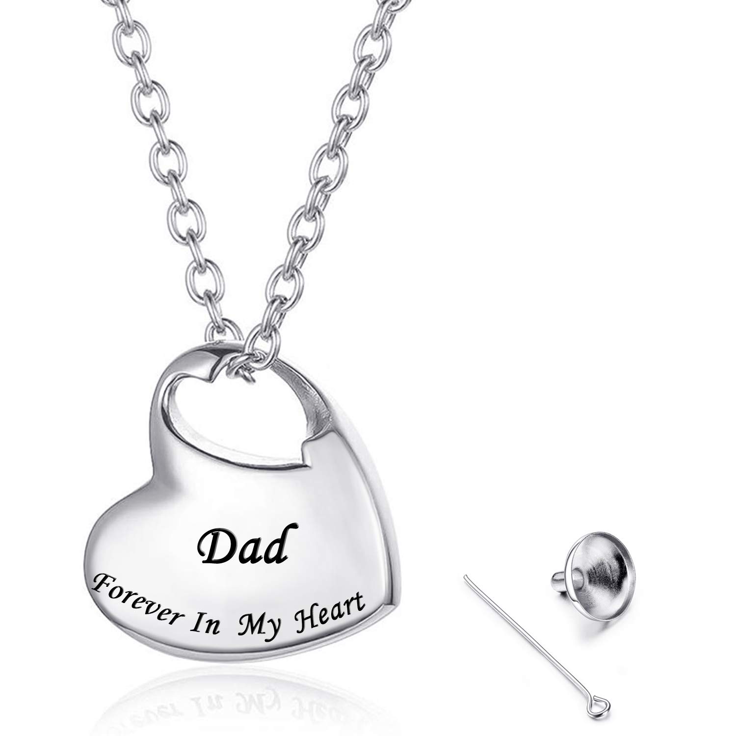 YOUFENG Forever in My Heart Cremation Jewelry Love Heart Urn Necklaces for Ashes Stainless Steel Pendant Keepsake Ashes Jewelry