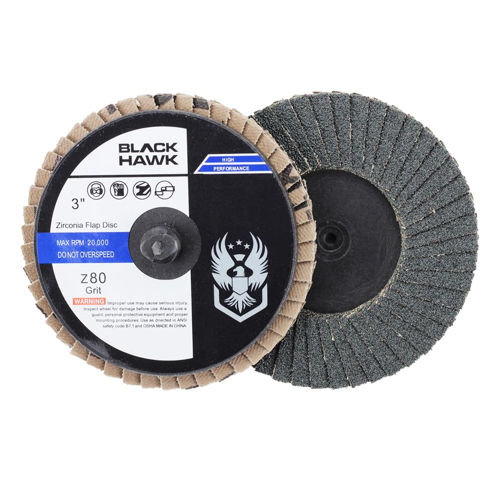 BHA Mini Flap Discs Quick Change Zirconia Grinding and Sanding Wheels, 3", 80 Grit - 10 Pack