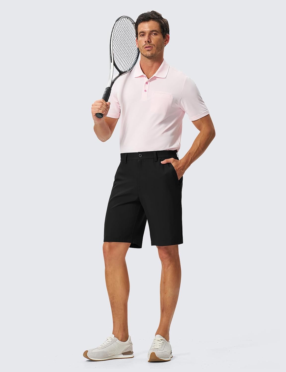 Rdruko Men's 9" Golf Casual Shorts 5 Pockets Lightweight Water Resistant Quick Dry Stretch Hiking Dress Work Shorts